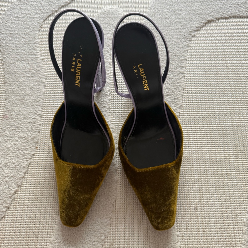 SAINT LAURENT 
Pumps Marigold Leather, Textile Fibers - Picture 3 of 6